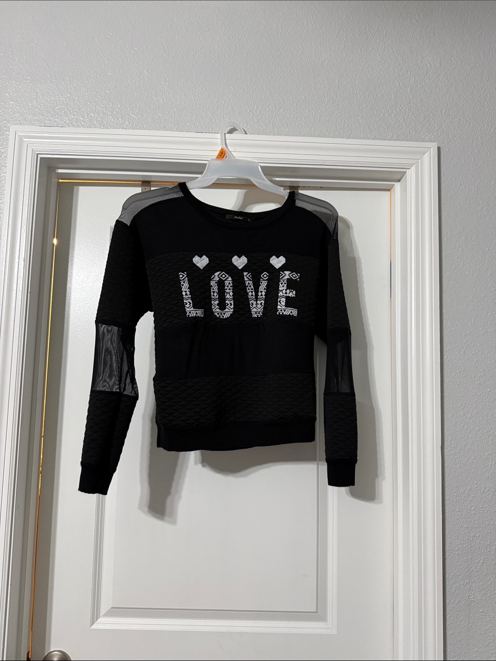 Papaya Black Crewneck 'LOVE' Sweater with Heart Accents